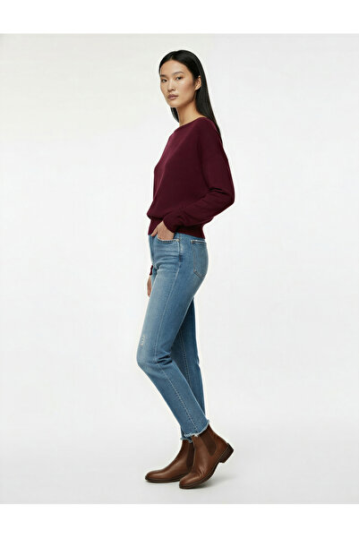 Koton Дългоръкавен пуловер с лодкаобразно деколте от вискозна смес