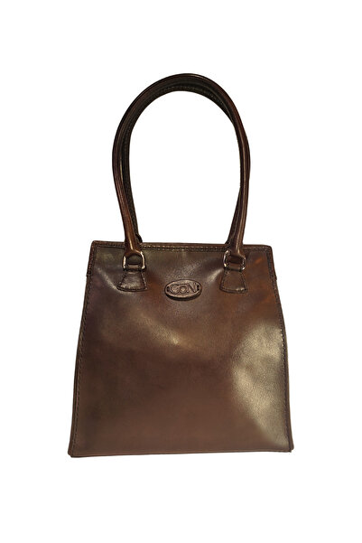 GÖN Women's Handmade Leather Snap Closure Logo Detailed Hand and Shoulder Bag Armo