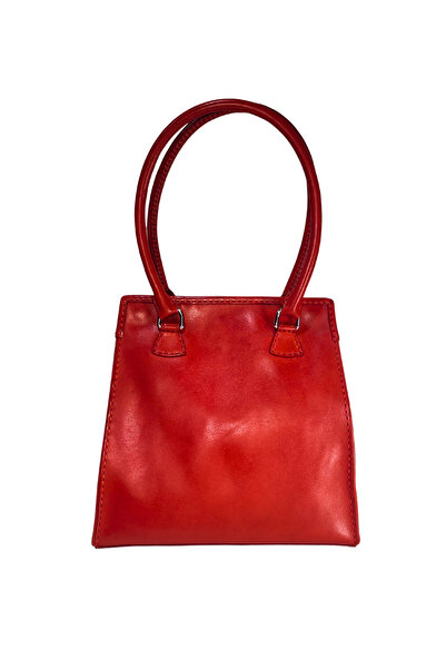 GÖN Women's Handmade Leather Snap Closure Logo Detailed Hand and Shoulder Bag Armo