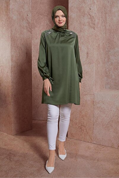 Alvina Satin Tunic - Stone Printed, Model 44586