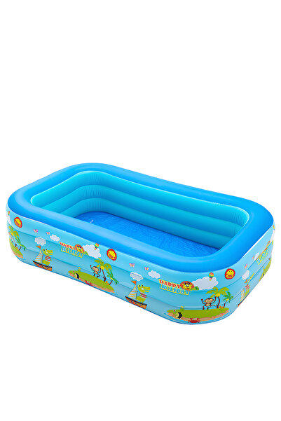 Generic Leon Home 210×135×60cm Three-Layer Inflatable Family Swimming Pool — Cartoon Print, Foldable, An