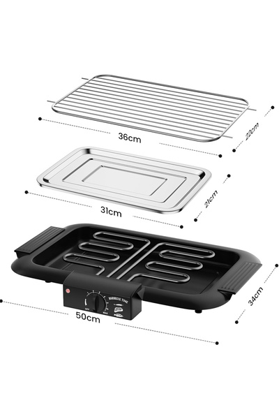 Generic Leon Home 2000W 304 Stainless Steel Double Heating Tube Electric Grill