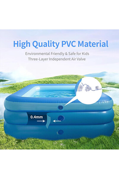Generic Leon Home 210×135×60cm Three-Layer Inflatable Family Swimming Pool — Cartoon Print, Foldable, An