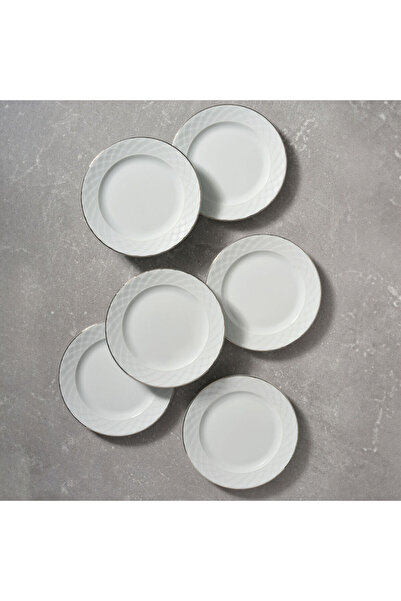 Güral Porselen Alfa 6 Pieces 17 cm Dessert Plate Platinum Mesh 220