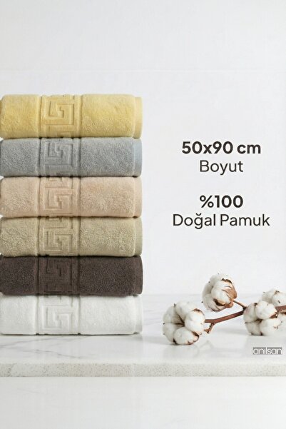 Anılsan 6-пакетний набір рушників Lua Mixed Greek - 50x90 см, 225 г, 100% бавовна, рушники для спа-салонів та готелів, для щоденного використання