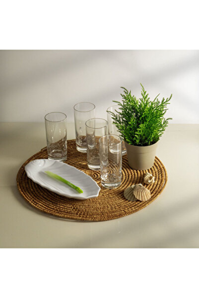 Güral Porselen Güral Glass Small Size Stoned 6-Piece Soft Drink Glass Set 11187