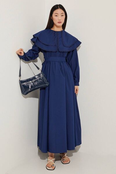 Hooopstore Детальна сукня Brode Serit темно-синя