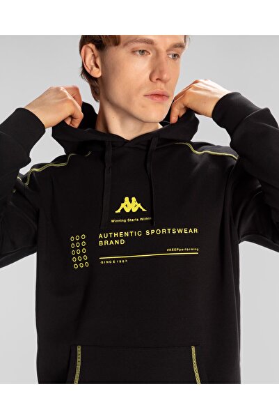 Kappa Αυθεντικό ανδρικό φούτερ με κουκούλα Waldo, μαύρη κανονική εφαρμογή