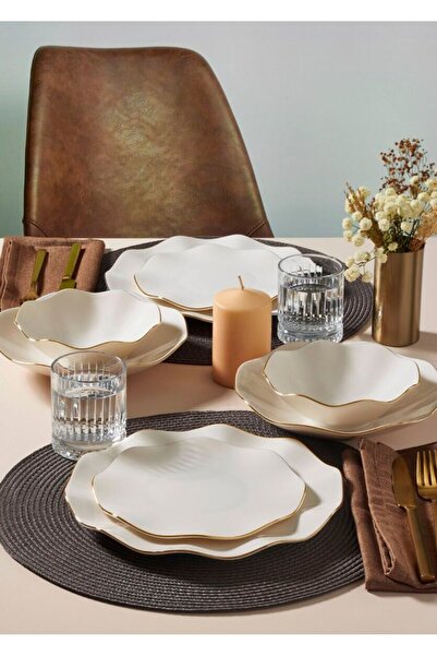 Güral Porselen Nesrin 26 Parça 6 Kişilik Yemek Takımı Altın Yaldız 20