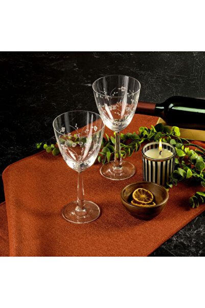 Güral Porselen Güral Glass Stoned 6-Piece Footed Water Glass 11187