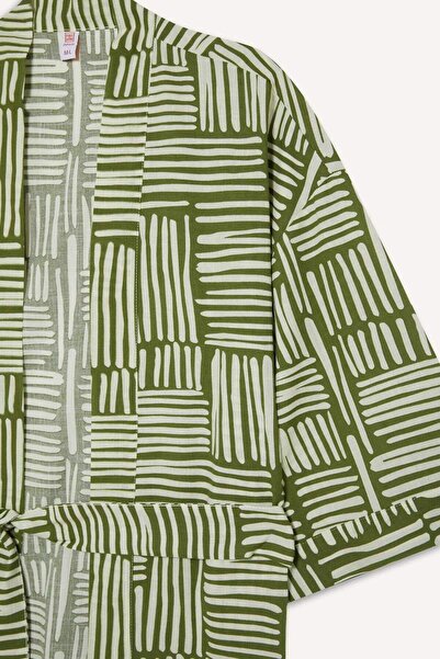 DeFacto Κανονική εφαρμογή με μοτίβο ζωσμένο βαμβακερό κιμονό-Fall in Love D0453AX25SP