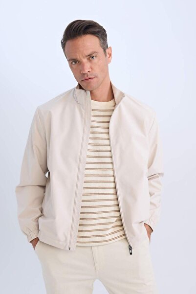 DeFacto Регулярний крій, прямий комір, застібка-блискавка, кишені, сезонний весняний пальто D6330AX25SP