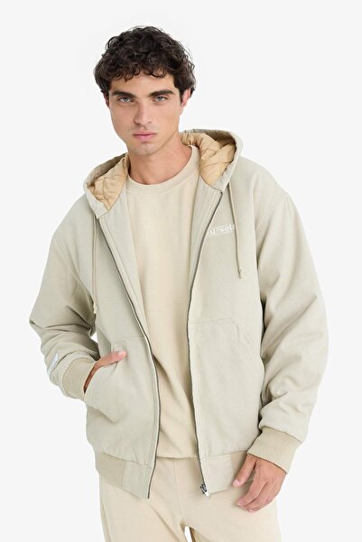 DeFacto 100% Cotton Oversize Wide Fit Hooded Coat with Zipper Pocket C6338Ax24Au