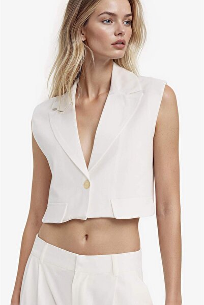 DeFacto Cropped Fit Blazer-Weste mit Reverskragen F7498AX25AU