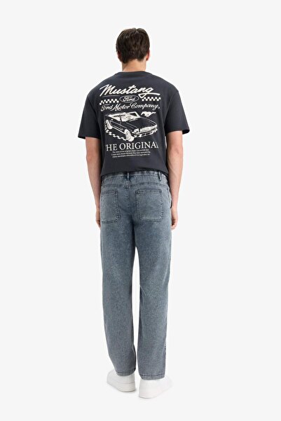 DeFacto Летни широки панталони с широка кройка, еластична талия, широки крачоли, панталони с ефект на измиване със сняг F3904AX25SM