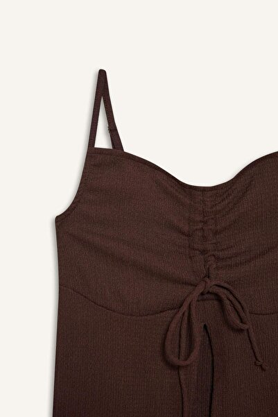 DeFacto A-Line V-Neck Thin Strap Front Tie-Up Blouse F1913Ax25Sm