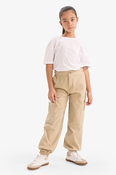 DeFacto Girl's Parachute Cargo Cotton Pants D2455A824Au