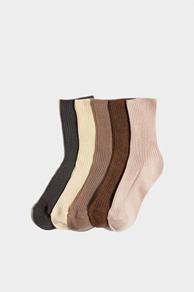 DeFacto 5-teilige lange Baumwollsocken für Mädchen G0236A8NS