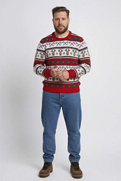 DeFacto Crew Neck Christmas Themed Knitwear Sweater G1118Ax25Wn