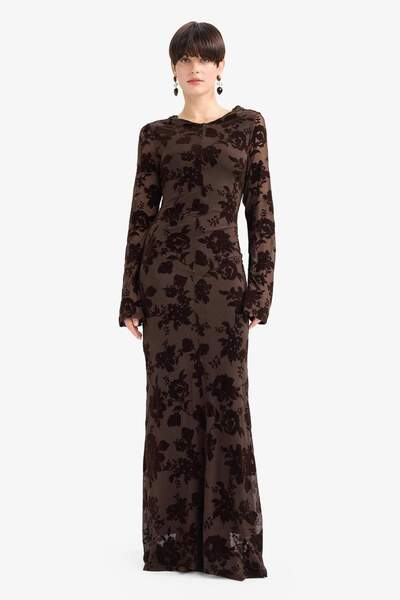 DeFacto Skinny Fit Floral Pattern Tulle Long Sleeve Maxi Dress G2940Ax25Au