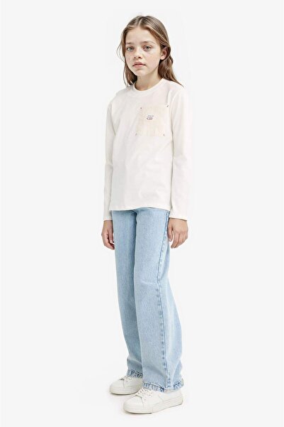 DeFacto Girls' Oversize Wide Fit Crew Neck Printed Long Sleeve T-Shirt F2249A825Au