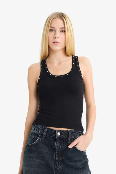 DeFacto Cool Fitted Square Neck Ribbed Camisole Tank Top G1611Ax25Au