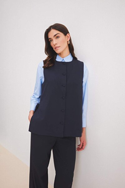 DeFacto Basic Plain Woven Sweater with Crew Neck Lace Sides E1264Ax25Sp