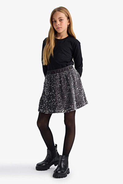 DeFacto Girl's Christmas Themed Sequined Skirt D5240A824Wn