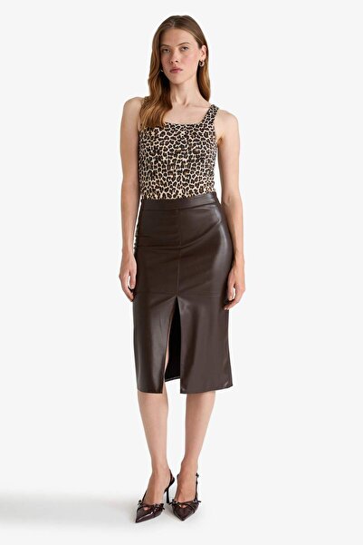 DeFacto Μονόχρωμο μονόχρωμο με λεοπάρ γιακά F9247AX25HS