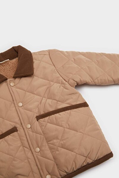 DeFacto Baby Boy Waterproof Contrast Collar Snap Fastener Coat E8467A525Au