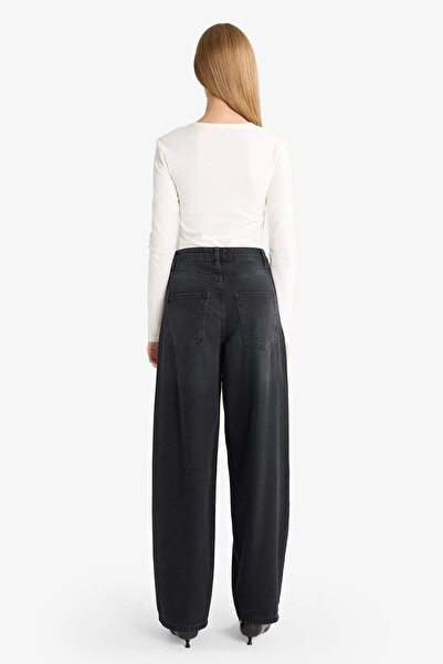 DeFacto Baggy Fit High Waist Long Jean Washed Pants G1737Ax25Wn