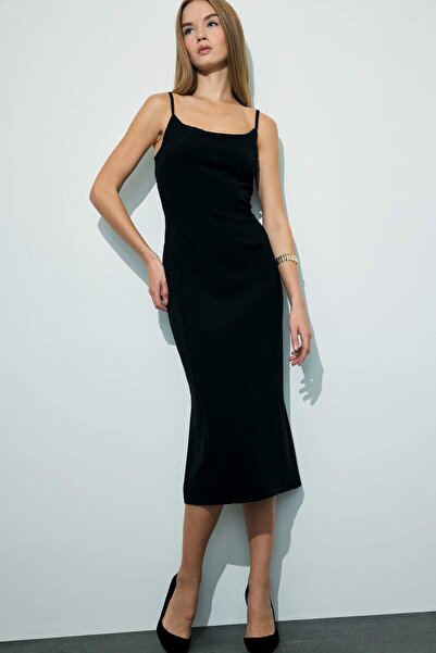 DeFacto Bodycon Body Wrap Slim Strap Midi Dress F9263Ax25Wn