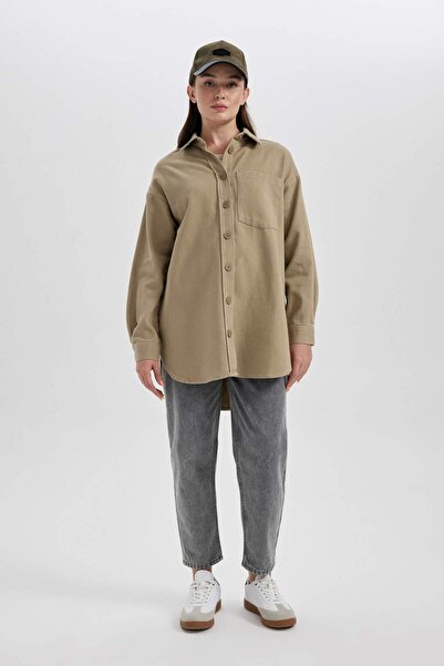 DeFacto Relax Fit Basic μακρυμάνικο πουκάμισο από γκαμπαρντίνα A6474AX23AU