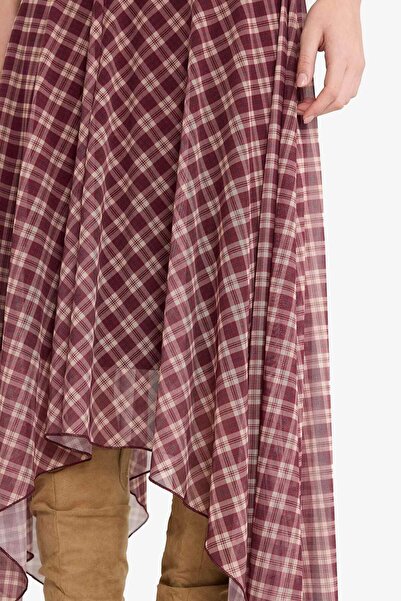 DeFacto Coool V-подібний комір, картата тюлева сукня на бретельках G2907AX25AU