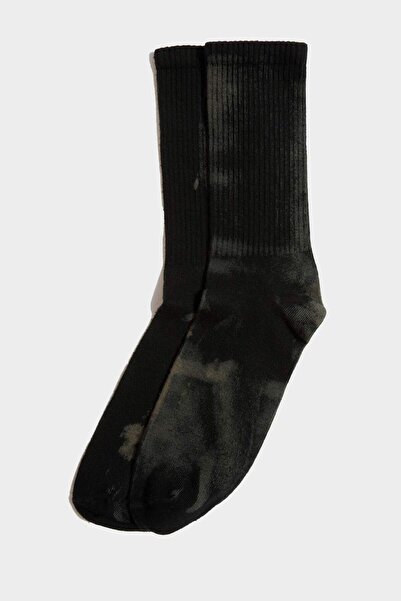 DeFacto Men's Seamless Tie-Dye Combed Cotton Premium Long Tennis Socks E7864Axns