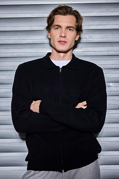 DeFacto Standard Fit Polo Neck Knitwear Cardigan E8393Ax24Cw