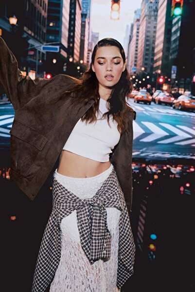 DeFacto Afra x Dad Fit Πόλο Μπουφάν με φερμουάρ από σουέτ F9502AX25AU