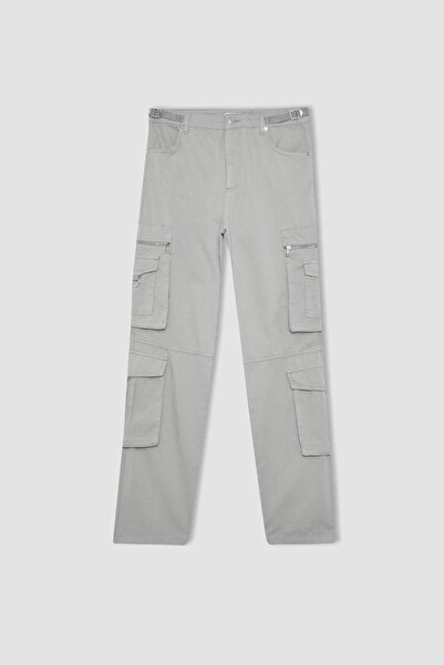DeFacto Coool Cargo Gabardine Trousers - Straight Fit B6873ax23wn
