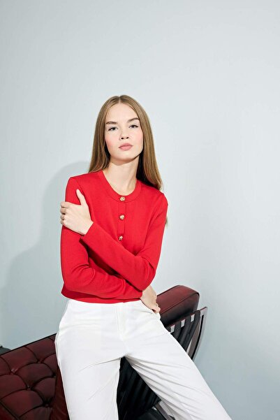 DeFacto Regular Fit Crew Neck Knitwear Cardigan F7778Ax25Wn