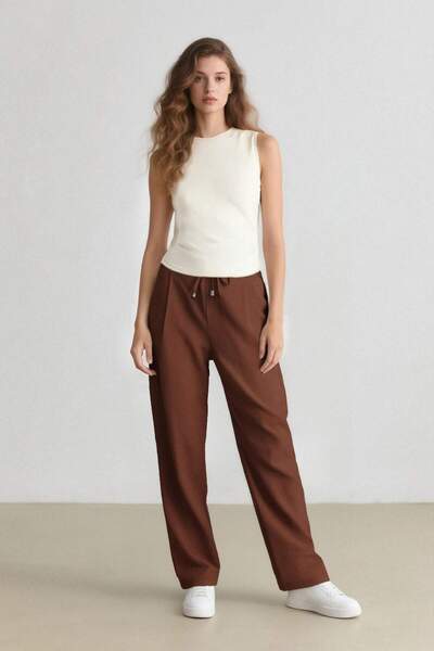 DeFacto Jogger Pants Linen Look High Waist Straight Leg with Pockets R0433Az25Sp