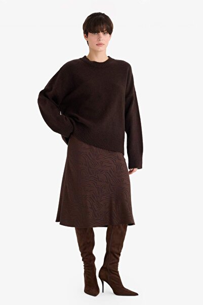 DeFacto Φούστα μίντι από σατέν με λουλούδια σε γραμμή Α G3008AX25AU