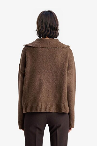 DeFacto Πλεκτό πουλόβερ με μισό φερμουάρ με φαρδύ λαιμόκοψη A8180AX25WN