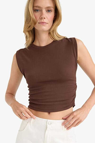 DeFacto Slim Fit Slim Fit Crew λαιμόκοψη με ραβδώσεις F4422AX25SM