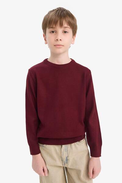 DeFacto Crew Neck Knitwear Claret Red Boys' Sweater A4992A8/Br194