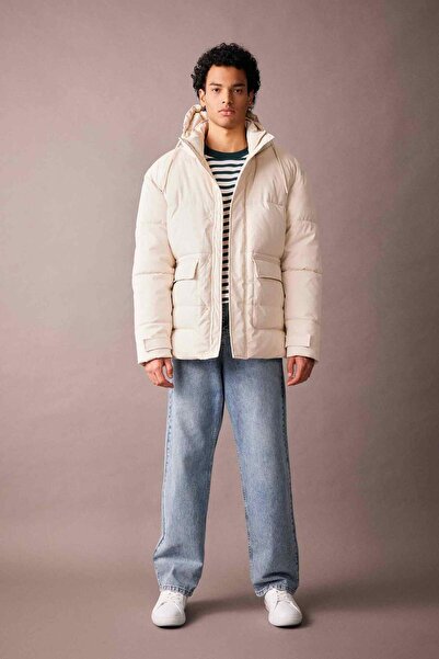DeFacto Slim Fit Slim-Fit Lined Hooded Zipper Double Pocket Winter Puffer Coat A3489Ax24Wn