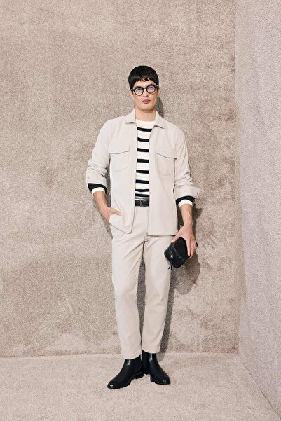 DeFacto Tailored Regular Fit Straight Leg Corded Fabric Velvet Trousers F0462Ax25Wn