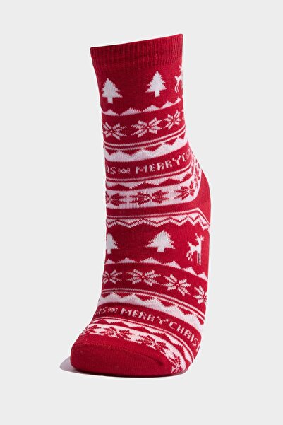 DeFacto Детски памучни дълги чорапи с коледна тематика, 2 чифта в кутия G3929A8NS