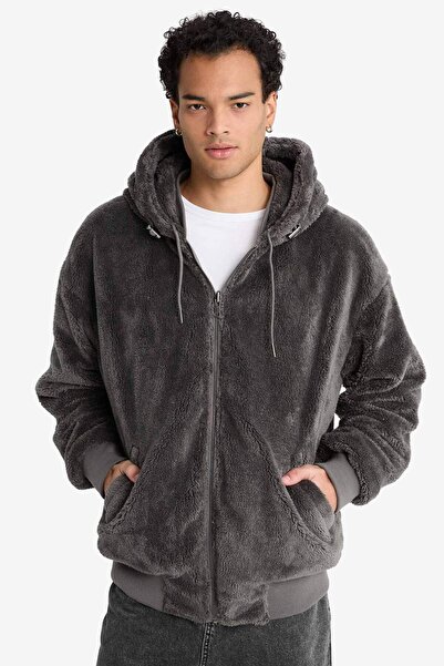 DeFacto Water Repellent O Oversized Fit Wide Fit K Hooded Double-Sided Zippered Pocket Jacket F5721Ax25Wn