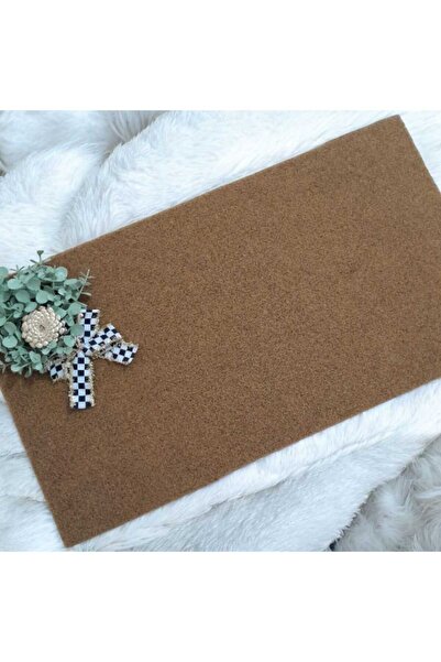 TASARİMECRN Kapı Önü Paspası Dama Kurdelalı Pastel Yeşil Okaliptus 40x70cm Sentetik Iç Ve Dış 10mm Dökülmez