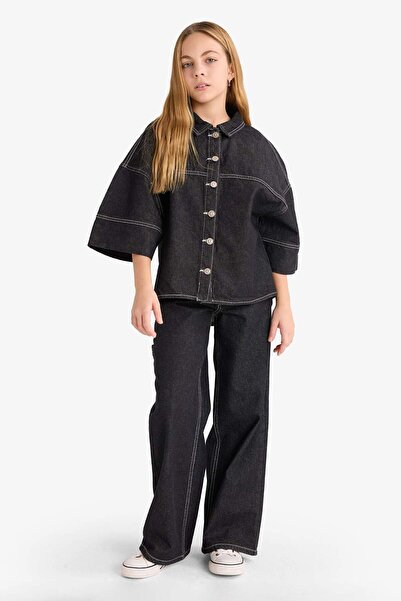 DeFacto Jachetă din denim cu nasturi pentru fete G3489A825AU